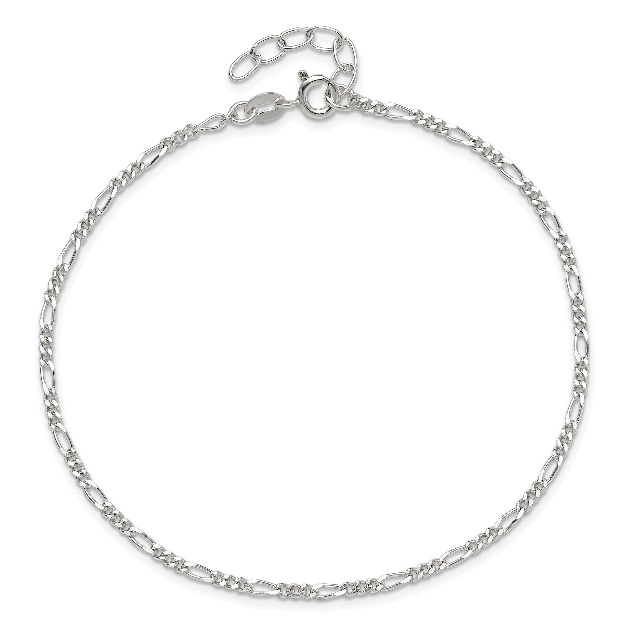 Figaro Chain Anklet in Sterling Silver
