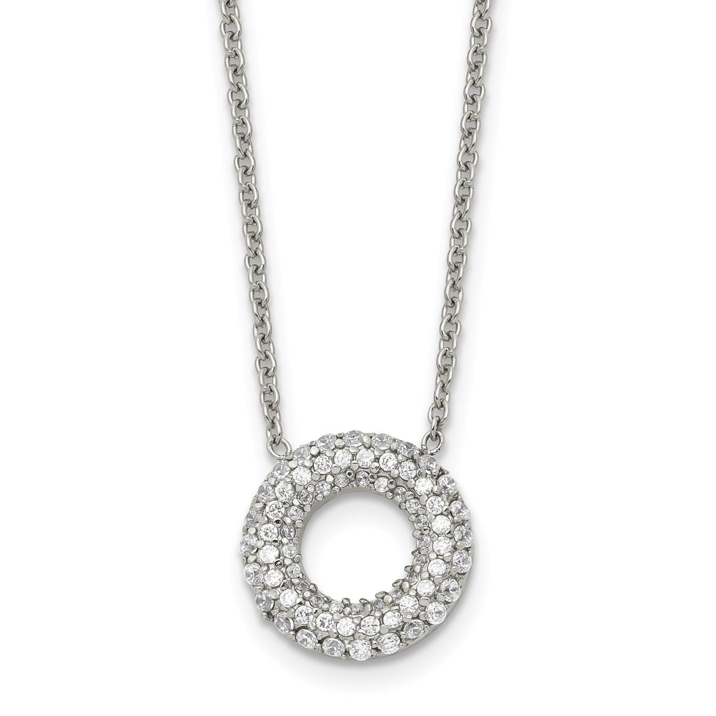 CZ Circle Necklace in Stainless Steel