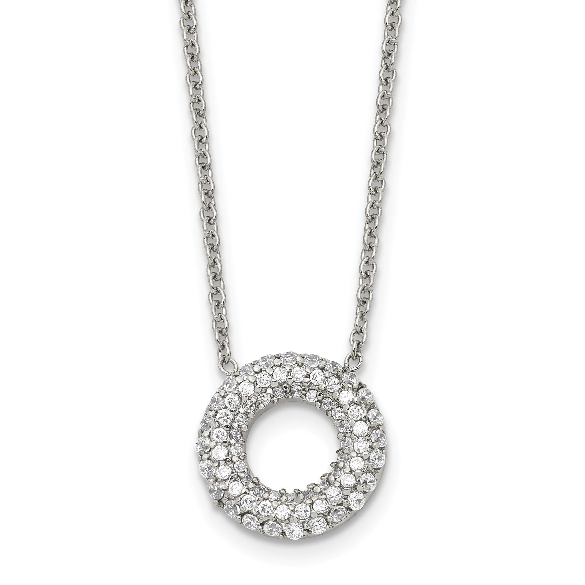 CZ Circle Necklace in Stainless Steel