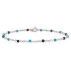 Sterling Silver Onyx/Turquoise Beads Anklet