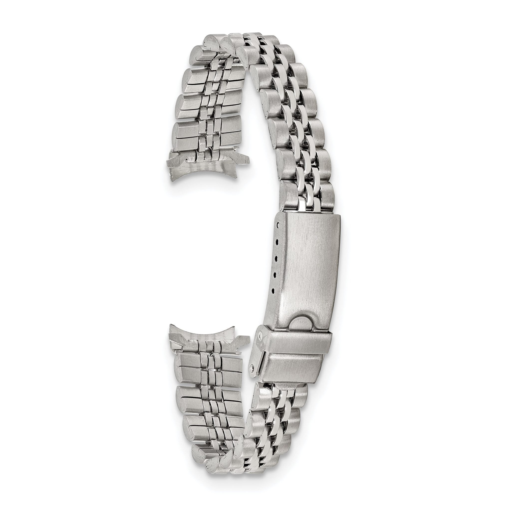 12mm, 14mm and 16mm Stainless Steel Jubilee Style Solid Link with Deployment Buckle 6.5 inch Watch Band