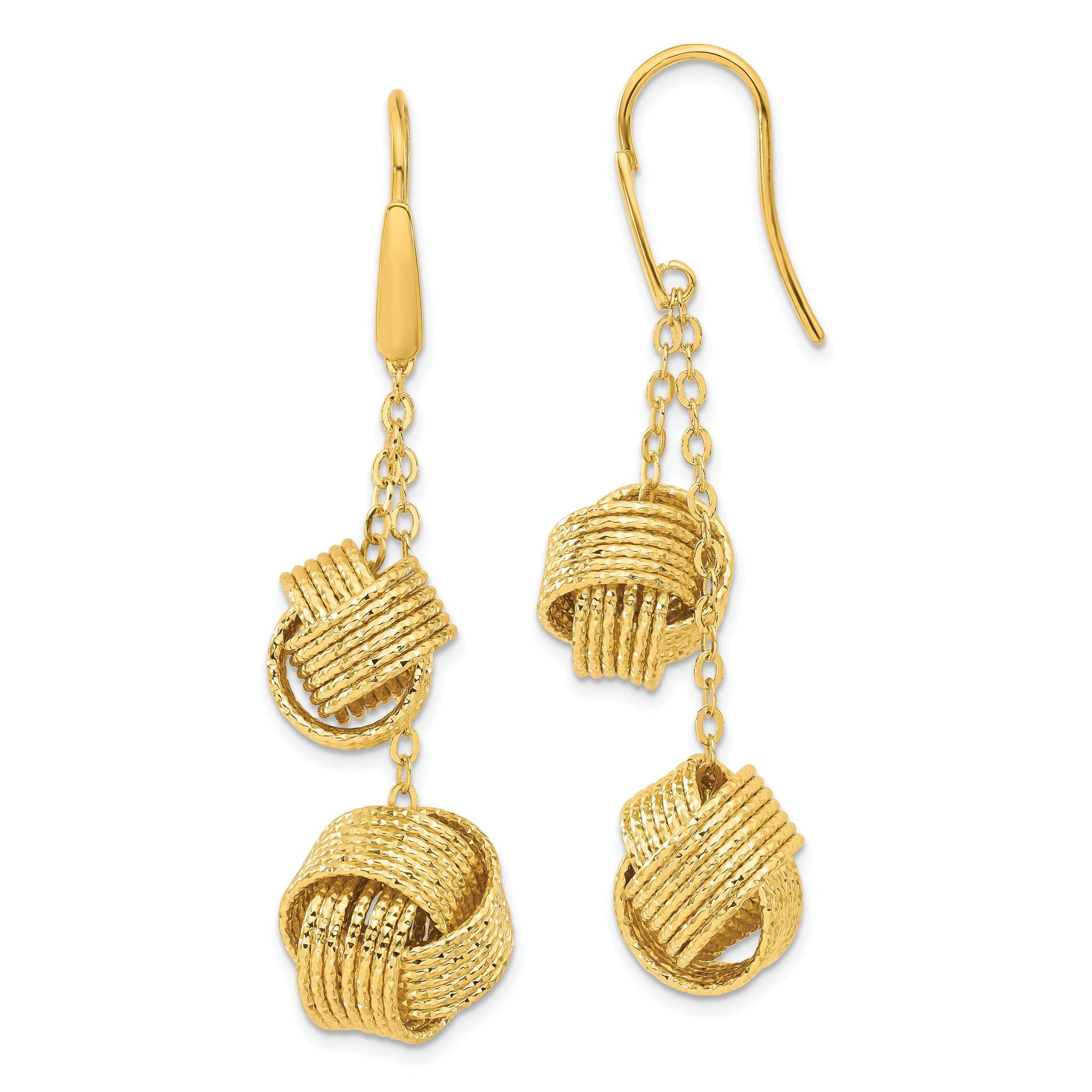 Bronze Diego Massimo Textured Gold-tone Love Knot Dangle Earrings Main image