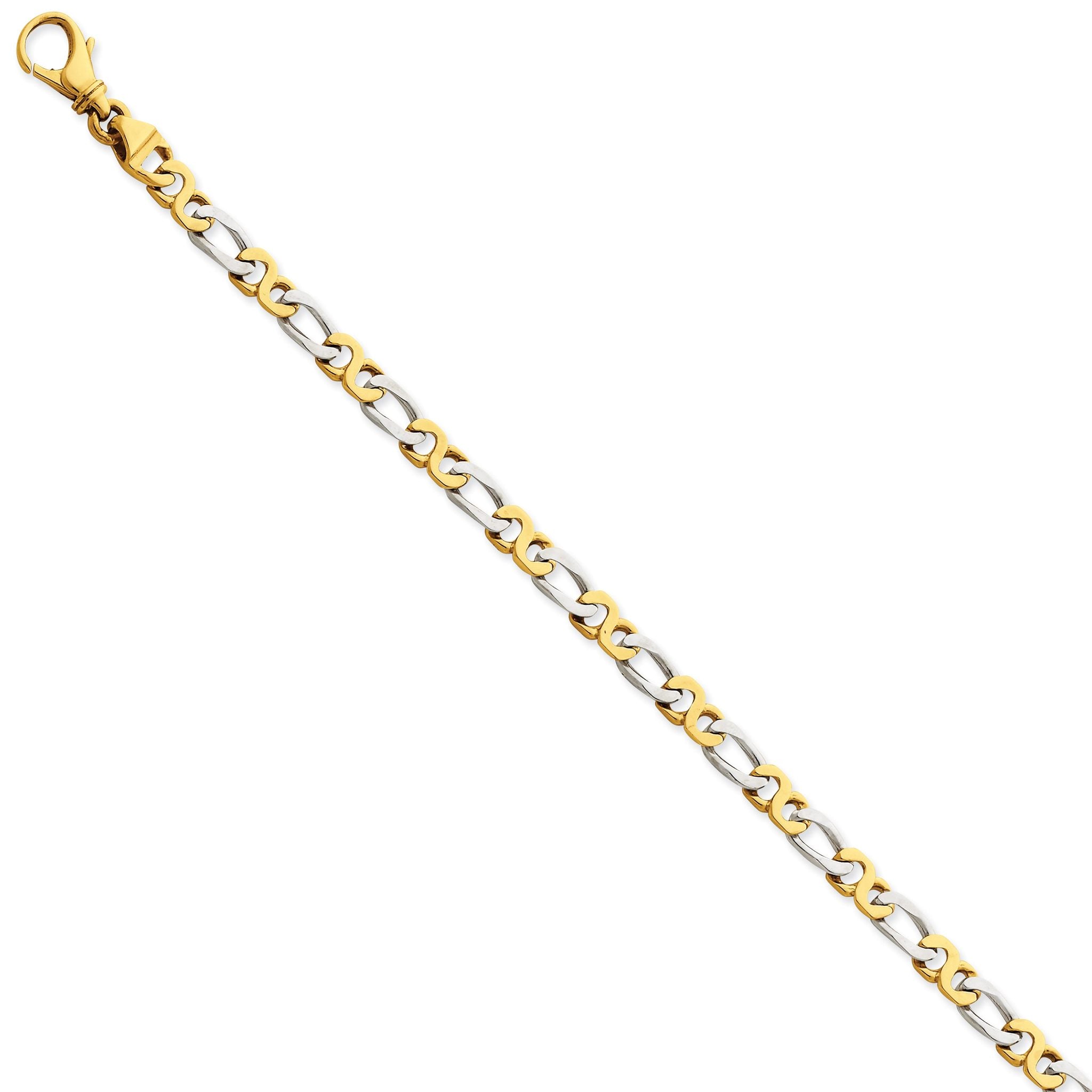 14K Two-Tone Gold Fancy Link Bracelet with Polished Finish