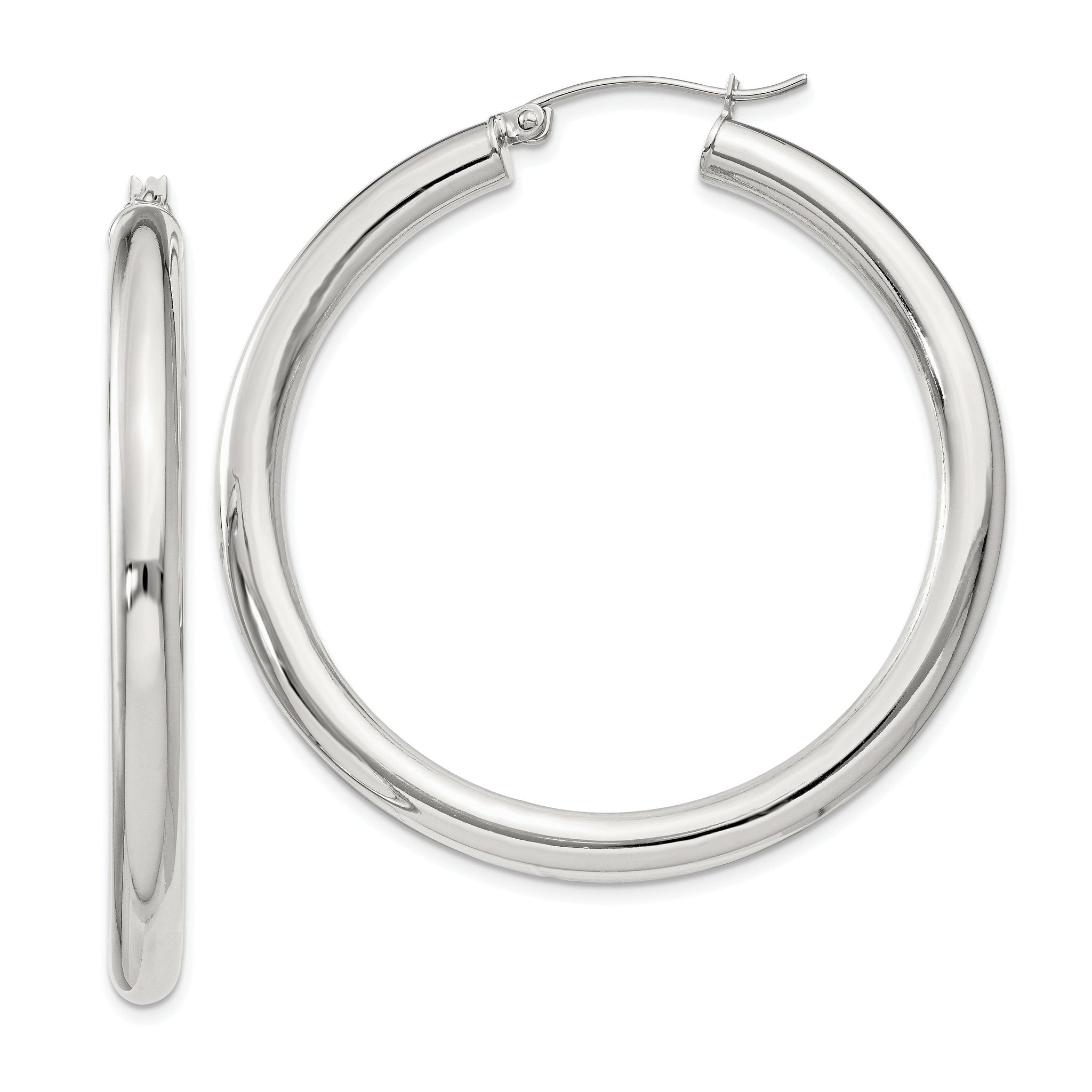 Sterling Silver 4mm Round Hoop Earrings Main image
