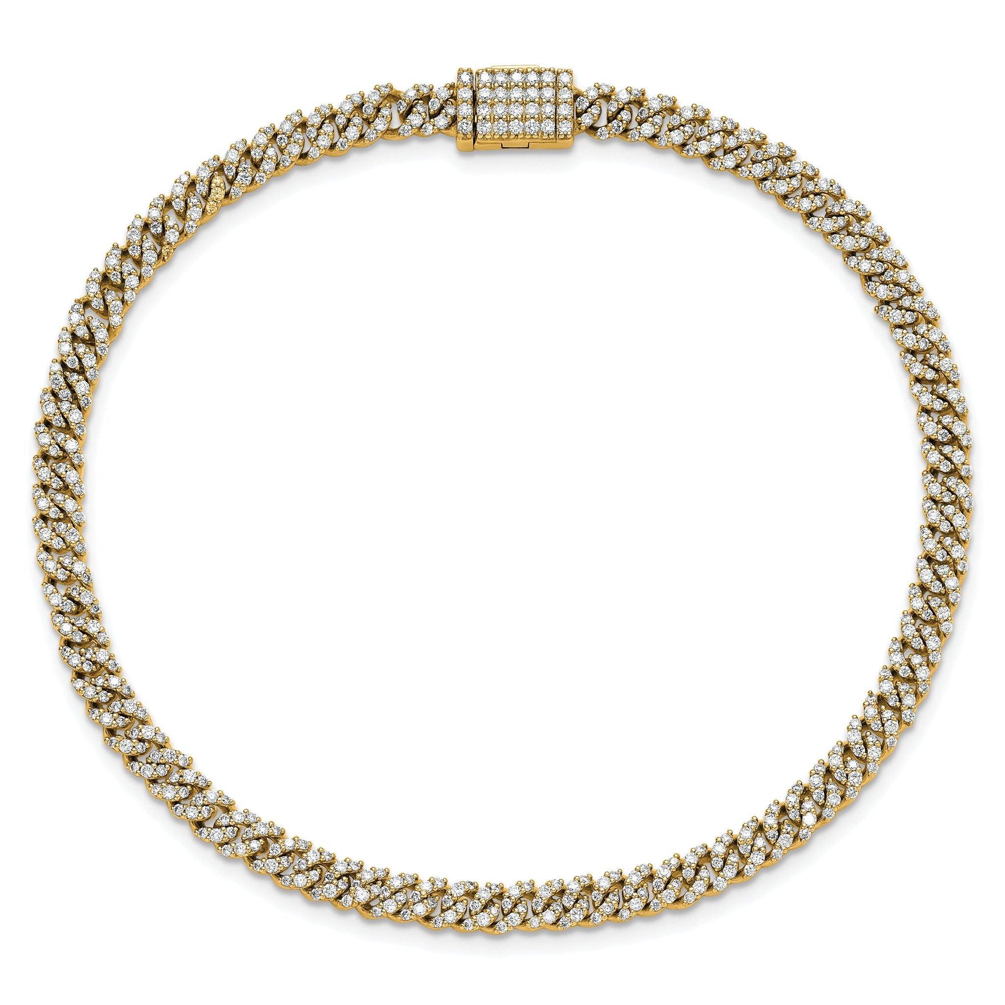 10 Karat 2 carat Lab Grown Diamond VS+ F+ Complete 4mm Pav‚ Cuban Link 8 Bracelet