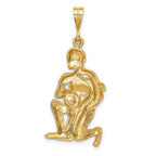 14K Gold Satin Diamond-Cut Aquarius Zodiac Charm  Elegant Themed Design
