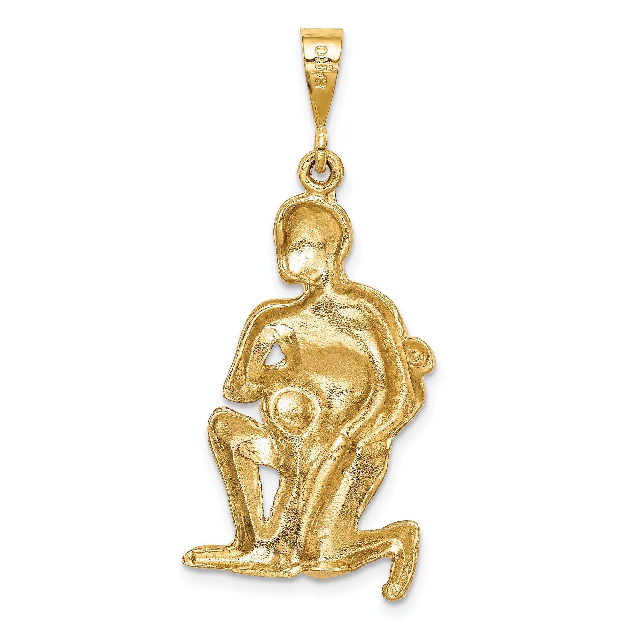 14K Gold Satin Diamond-Cut Aquarius Zodiac Charm  Elegant Themed Design