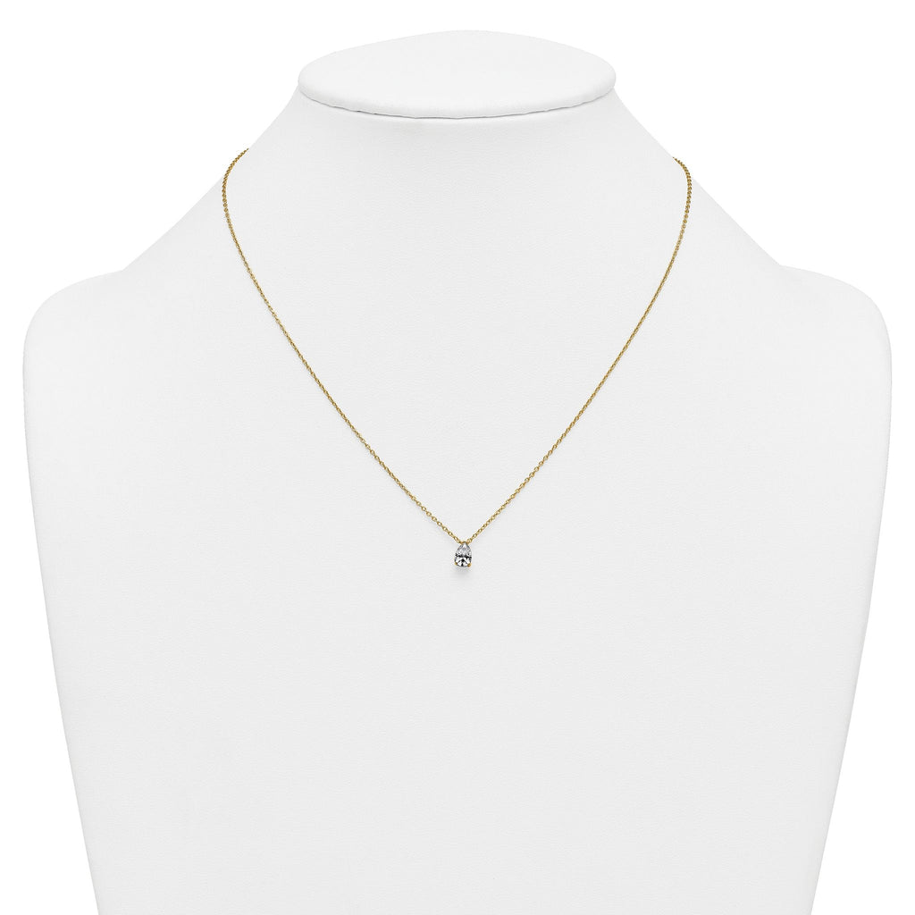 14k 1/2 carat Lab Grown Diamond VS+ F+ Pear Complete 18 inch Four Prong Pendant Necklace