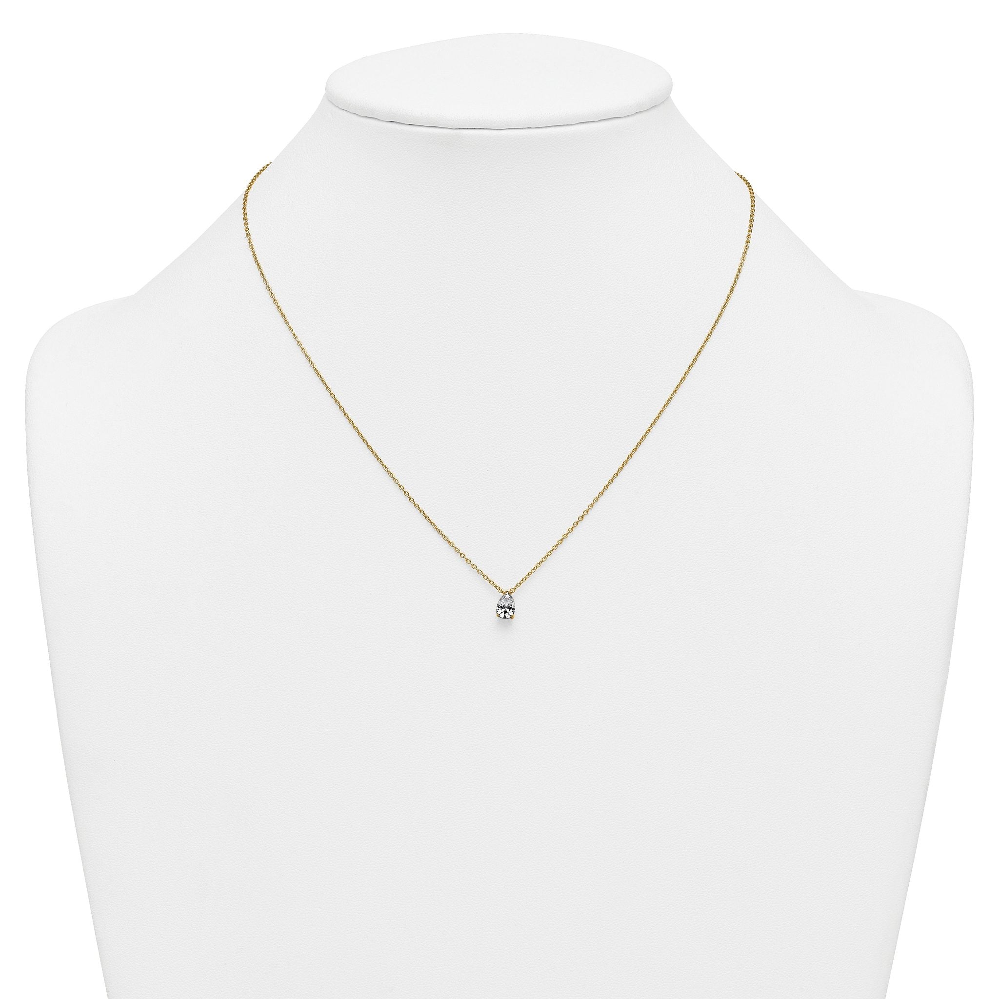 14k 1/2 carat Lab Grown Diamond VS+ F+ Pear Complete 18 inch Four Prong Pendant Necklace
