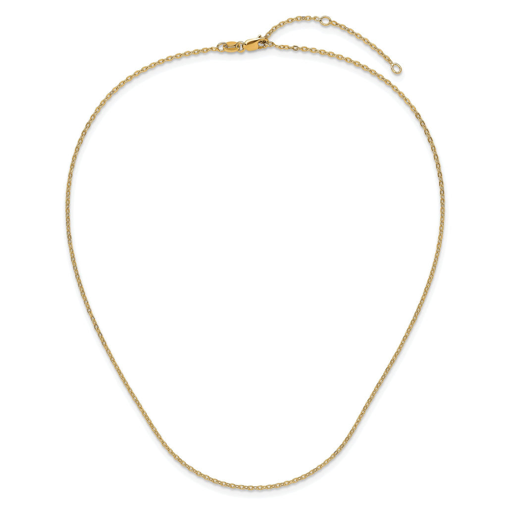 SS Gold-plat Polished/Dia-cut 1.4mm Cable 1in+1in Adjustable Chain