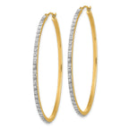 14K Gold Diamond Fascination Large Polished Hoop Earrings for Women