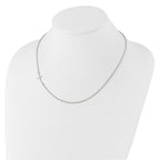 Sterling Silver Rh-plated Small Off-Set Sideways Curved Cross Necklace