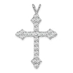 Sterling Silver 925 CZ Cross Pendant with Rhodium-Plated Polished Finish