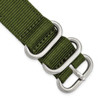 Olive Ballistic Nylon Watch Band in Stainless Steel, 24mm