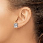 14K White Gold 6 ct Certified Lab-Created Diamond VS+ F+, Octagon / Radiant-Cut 4-Prong Stud Earrings