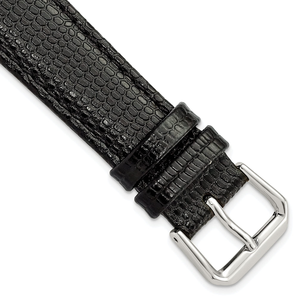 Black Lizard-Grain Leather Watch Band, 16mm