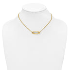 14K Polished and Brushed 2-Strand Fancy Oval w/2in Ext. Necklace