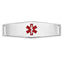 14K White Gold Polished Medical ID Bracelet with Engravable Red Enamel
