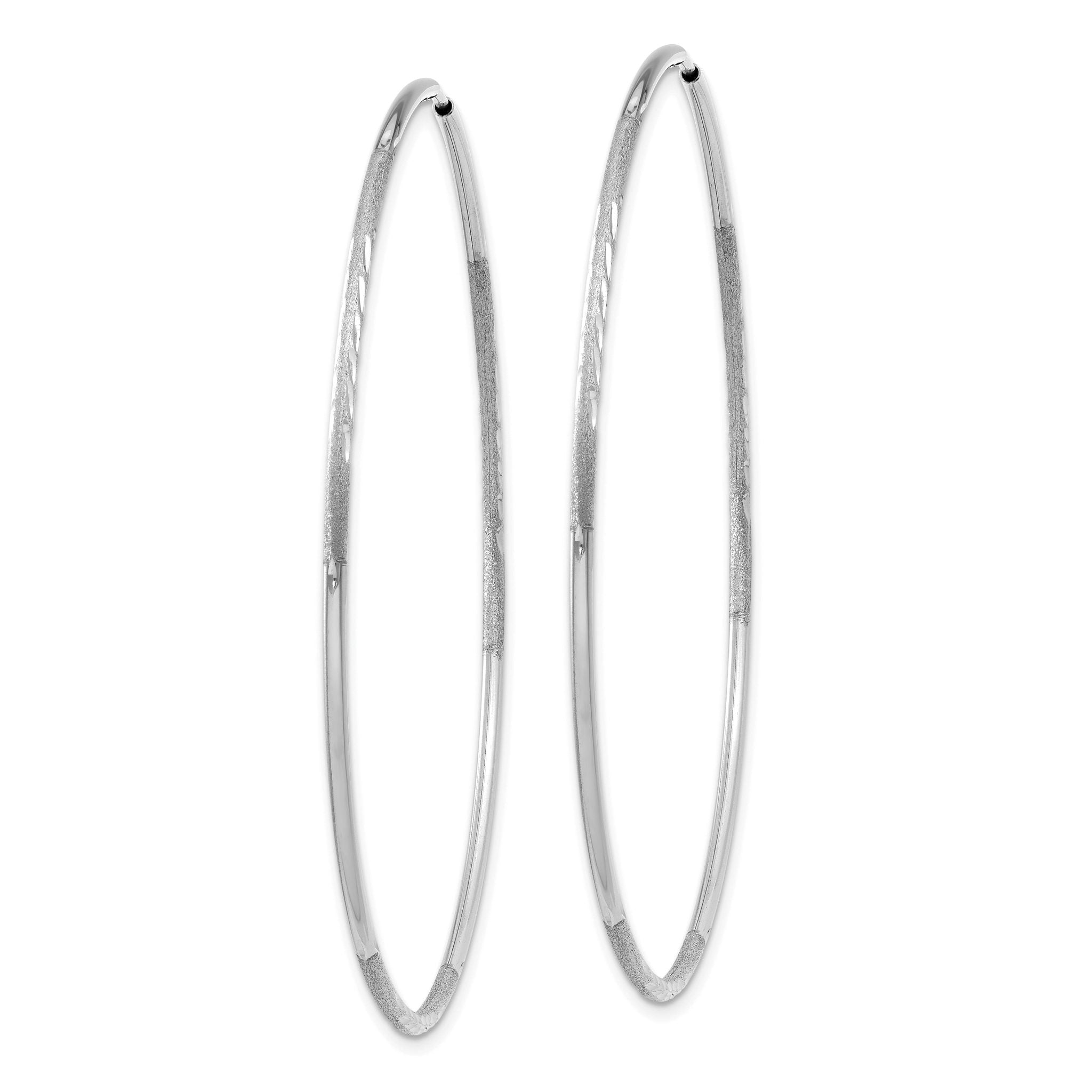 14K White Gold 1.25mm Diamond-cut Endless Hoop Earring Secondary image