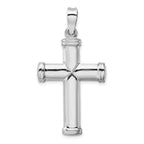 14K White Gold Polished 3D Cross Pendant with Rhodium Finish