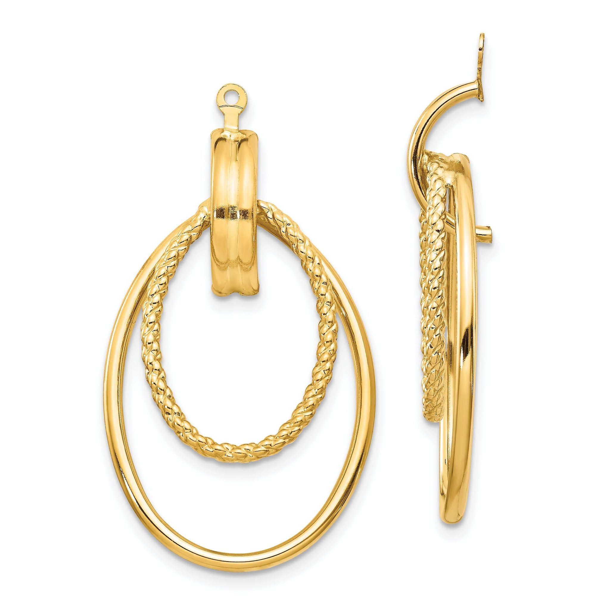 14K Gold Polished Double Oval Earring Jackets for Women