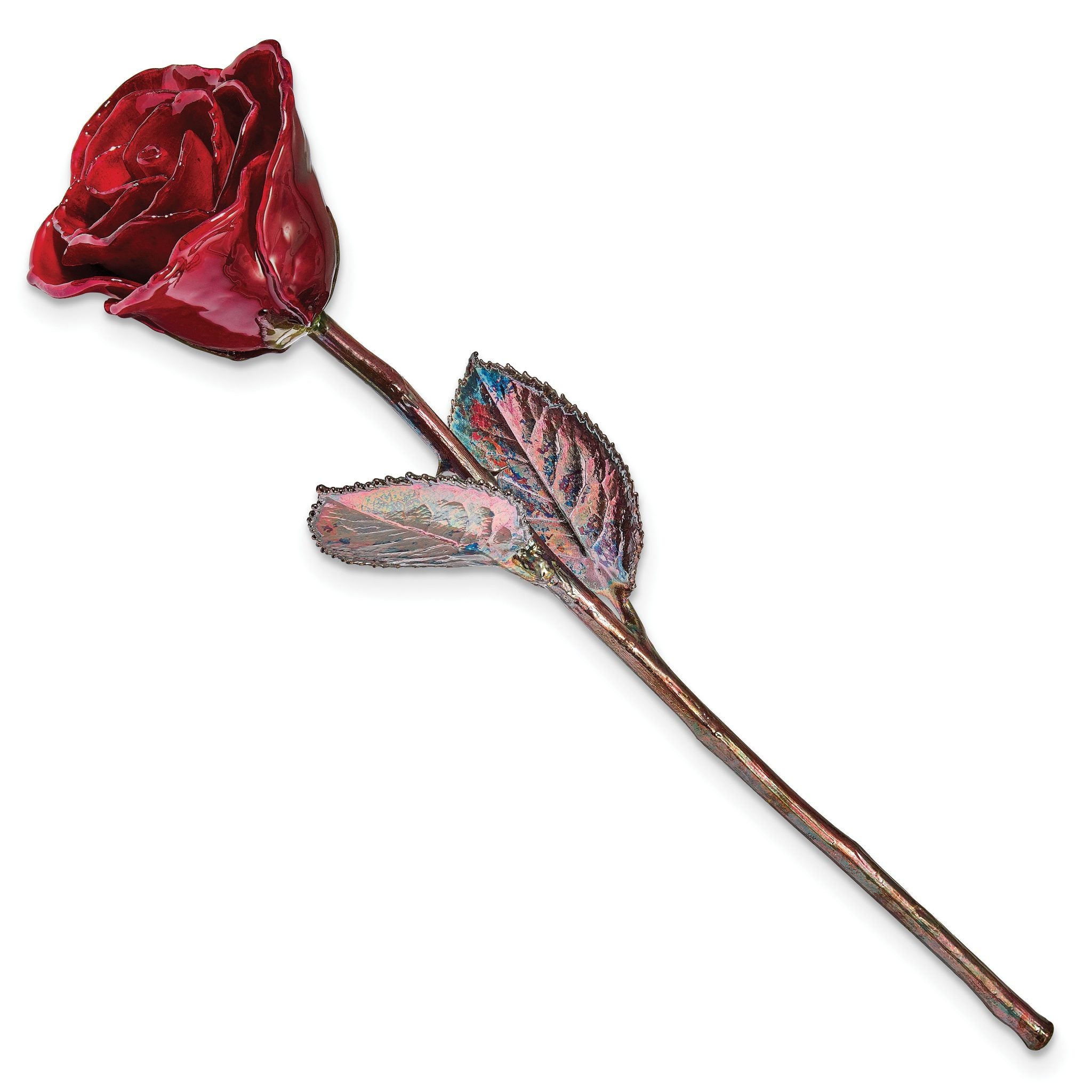 Burgundy Lacquer Dipped Copper Trimmed Real Rose Secondary image