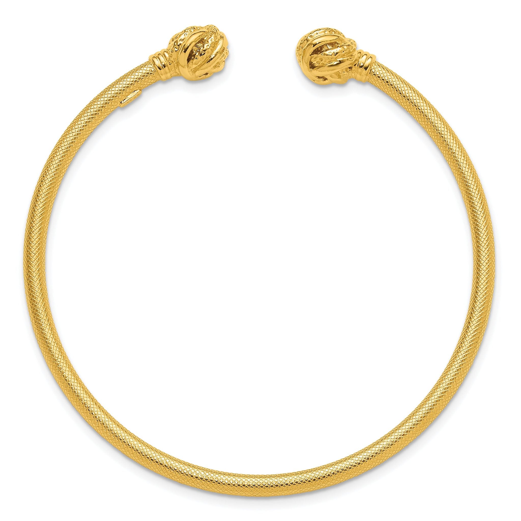 Sterling Silver Gold-tone Textured Love Knot Cuff Bangle Secondary image
