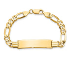 14k Polished Solid Chain/Solid Plate Flat Figaro Link 36.5x9mm Plate 7 inch ID Bracelet