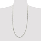 Pavé Flat Figaro Chain in Sterling Silver, 4mm