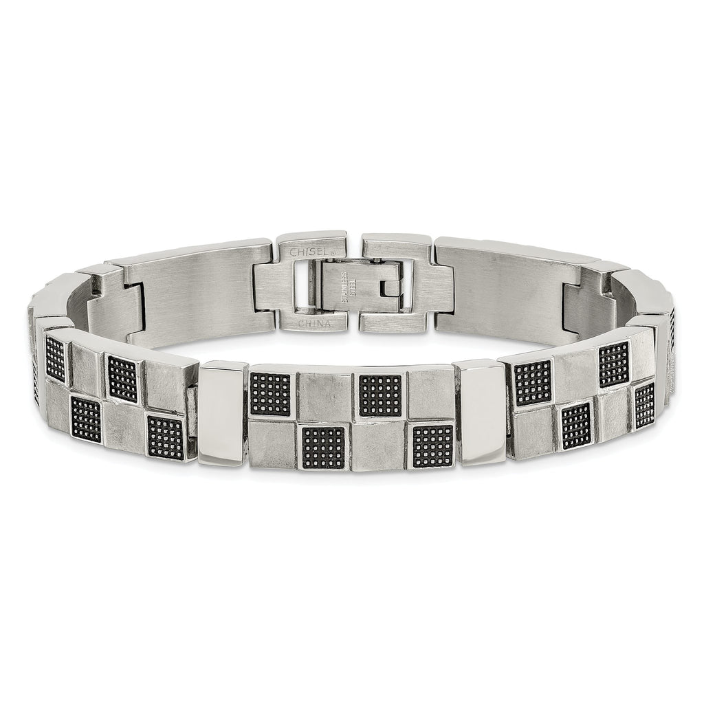 Stainless Steel Antiqued Brushed and Polished Bracelet for Men