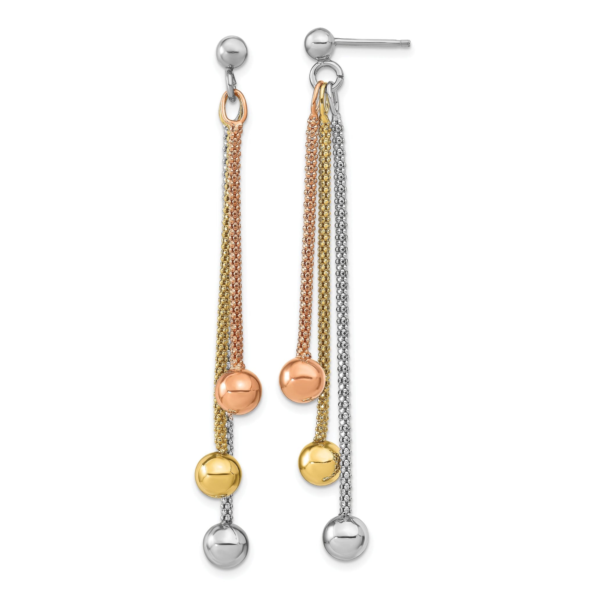 Sterling Silver Rose & Yellow Gold-plated Post Dangle Earrings Main image