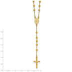Sterling Silver Gold-tone Polished and Beaded Rosary 24 inch Necklace