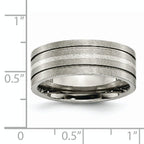 Grooved Inlay Wedding Band in Titanium & Sterling Silver, 8mm