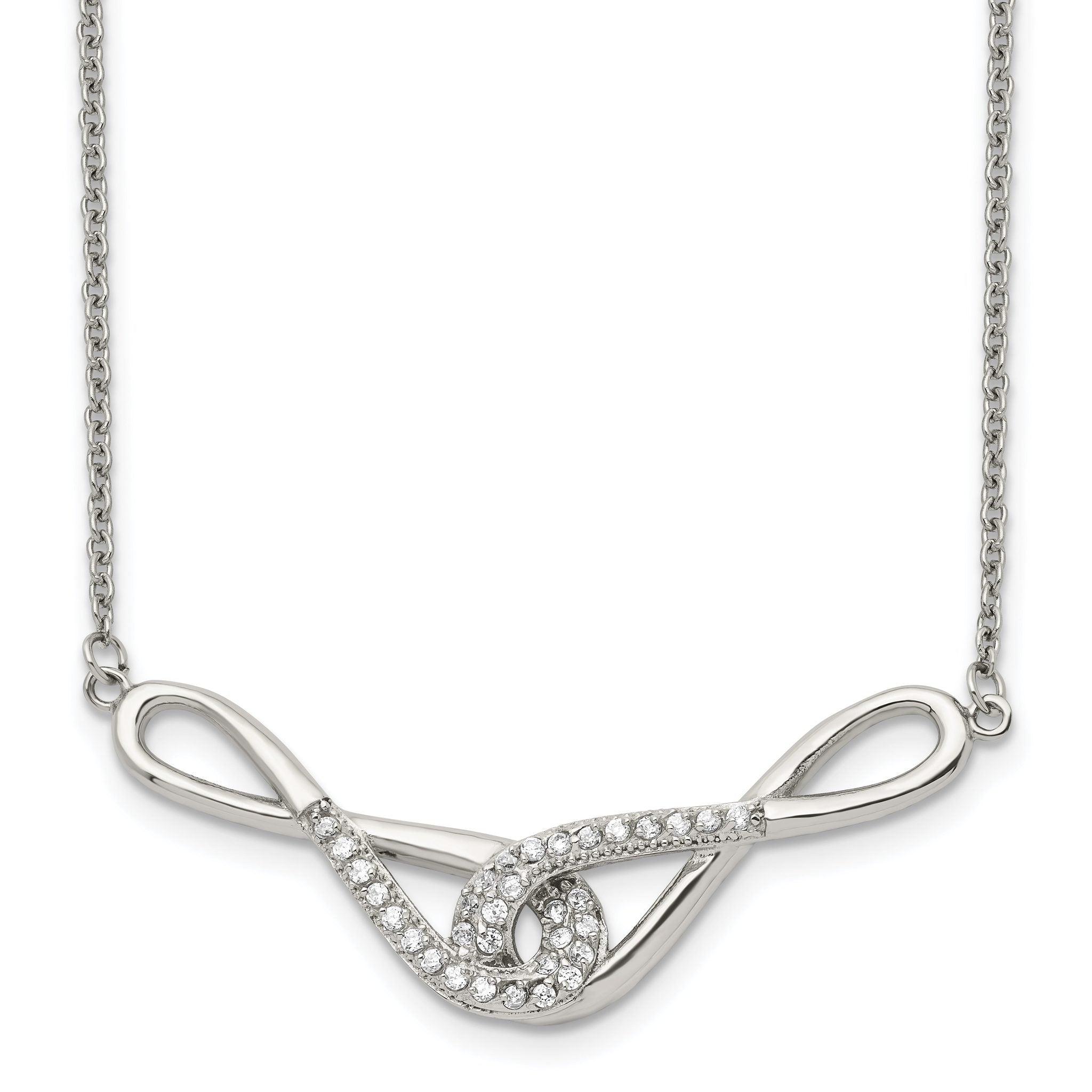 Stainless Steel Polished w/CZ Infinity Symbols 19in Necklace Main image