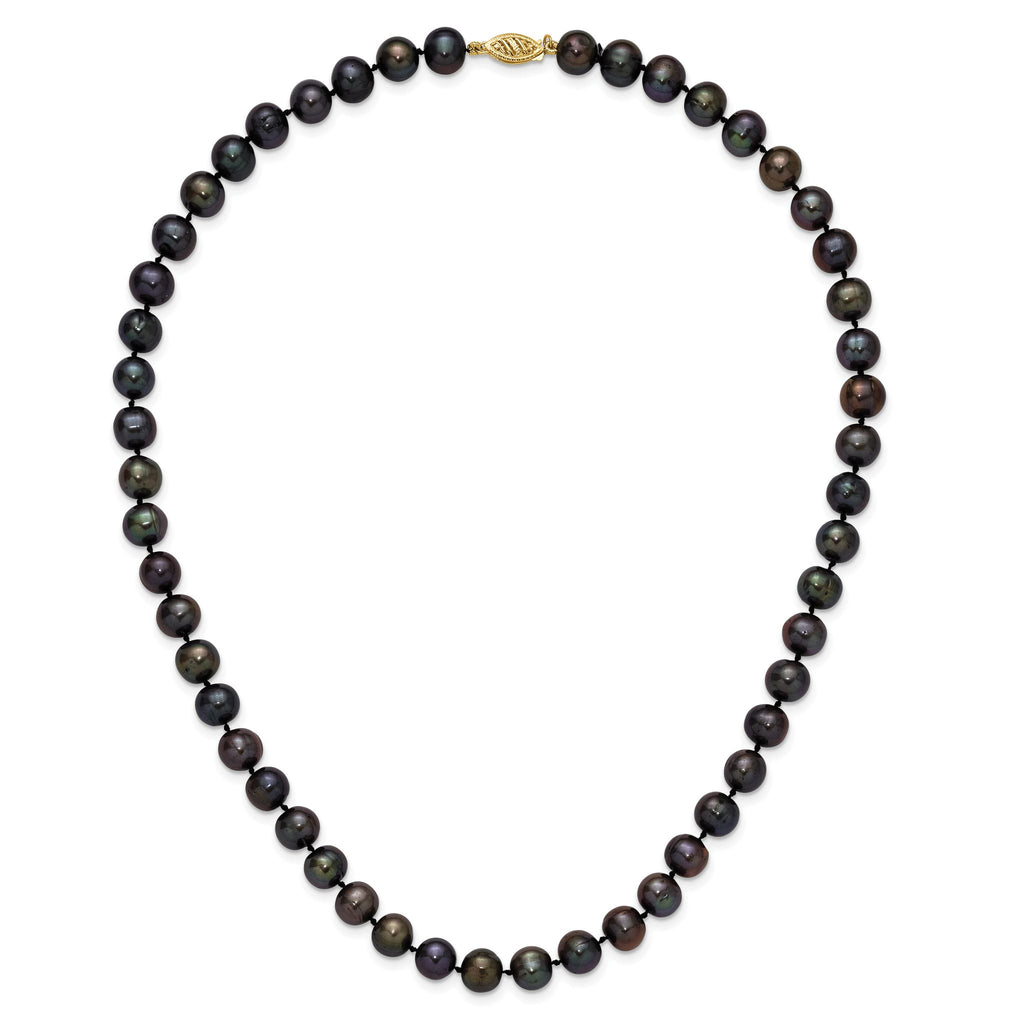 14K Gold Filled 8-9mm Black Cultured Freshwater Pearl Necklace