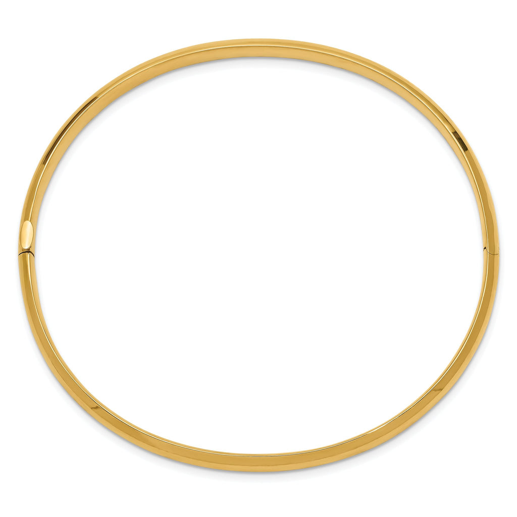 14k 3/16 High Polished 5.00mm Hinged Oval Bangle Bracelet