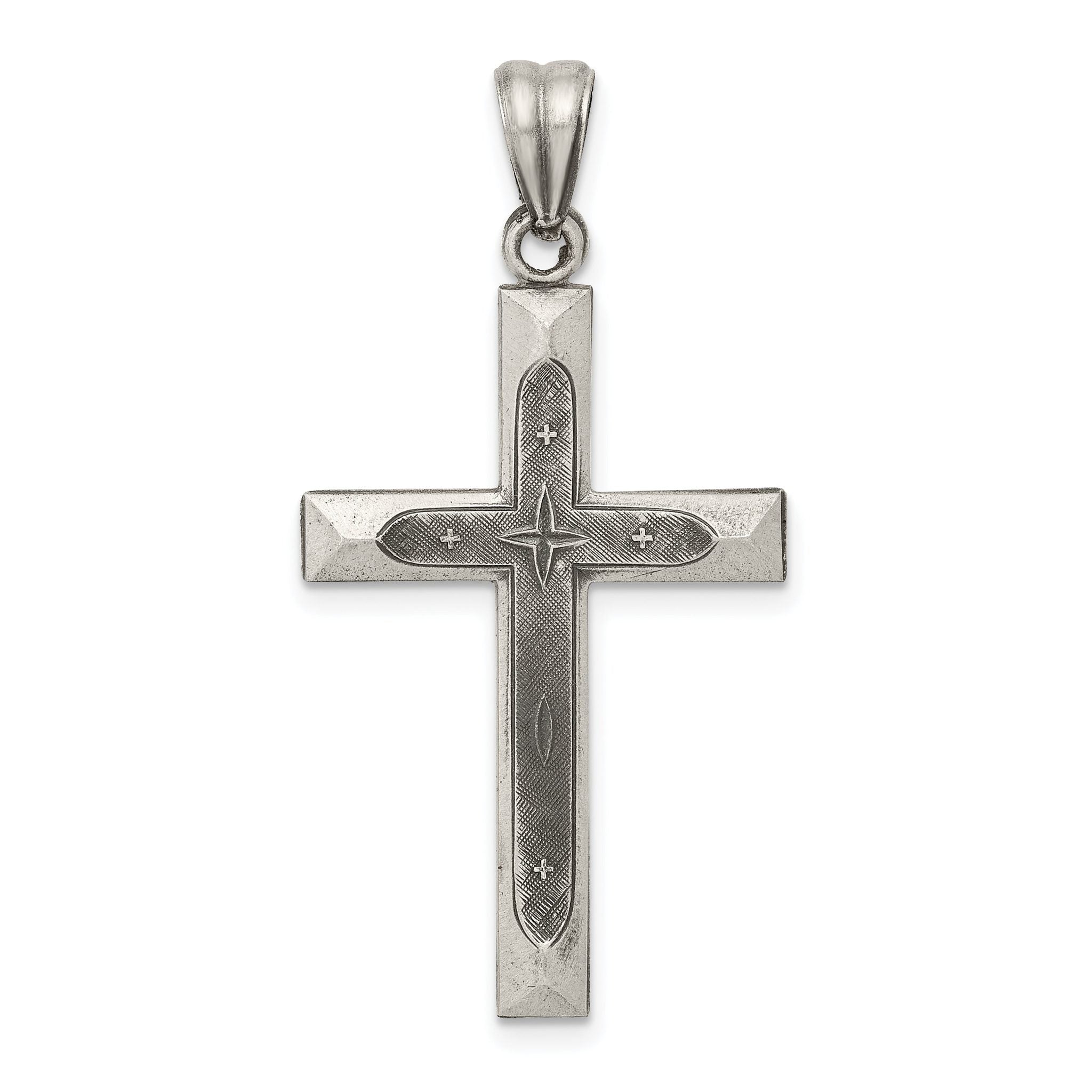 Sterling Silver 925 Latin Cross Pendant with Polished Finish