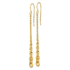 14k Polished Fancy Graduated Cable Chain Link Dangle Shepherd Hook Earrings