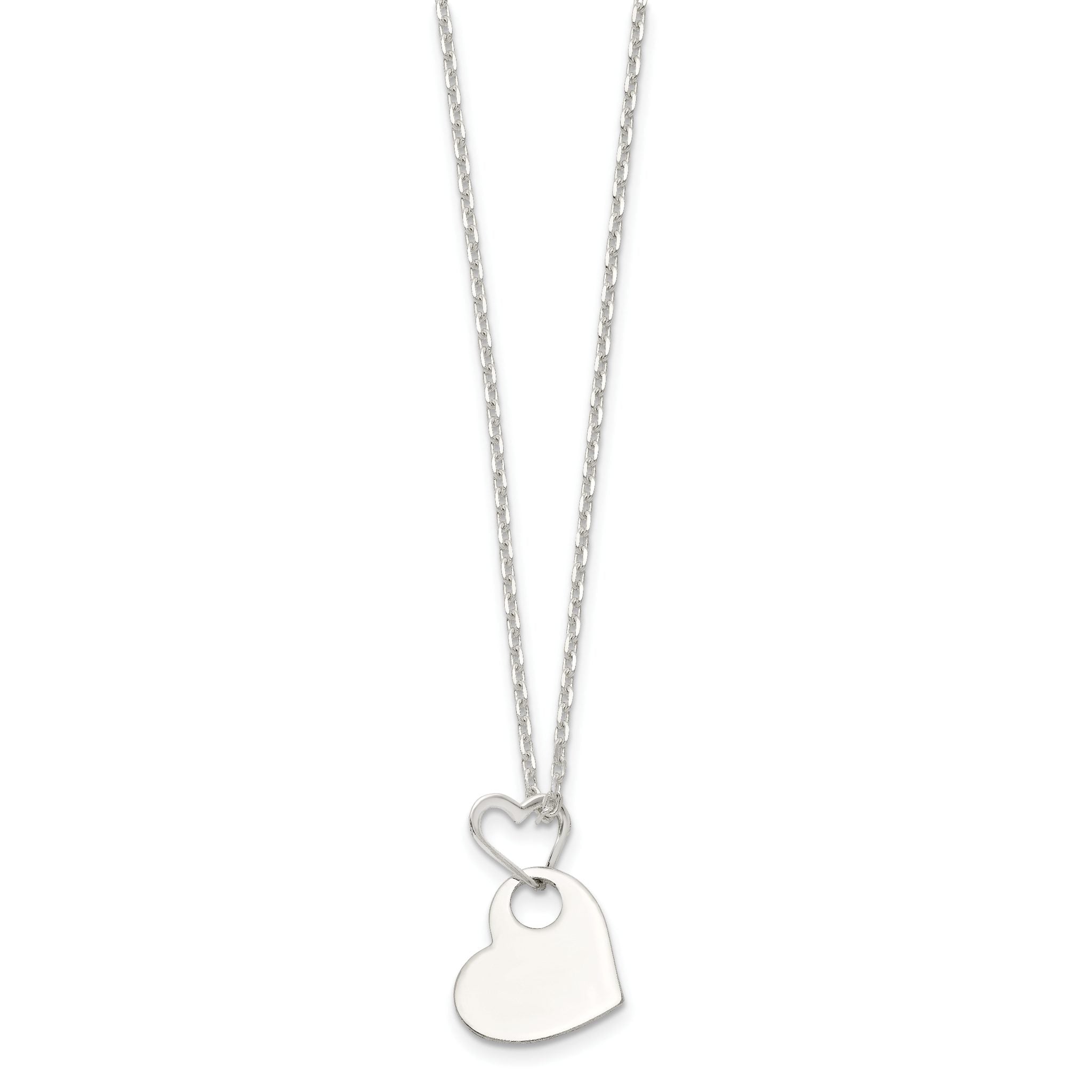 Sophia Jewelers Sterling Silver Heart Dangle Necklace 925 Polished Engravable Secondary image