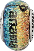 Sterling Silver 925 Dichroic Glass Bead with Vibrant Orange Sunset Design