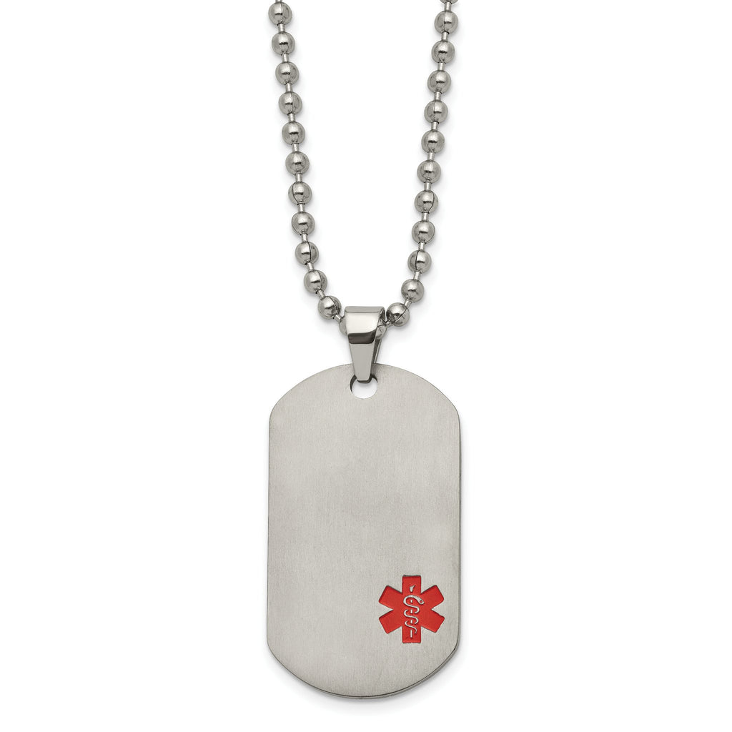 Titanium Medical ID Necklace with Red Enamel, Engravable & Gift Ready