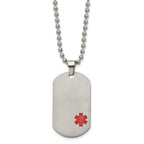 Titanium Medical ID Necklace with Red Enamel, Engravable & Gift Ready