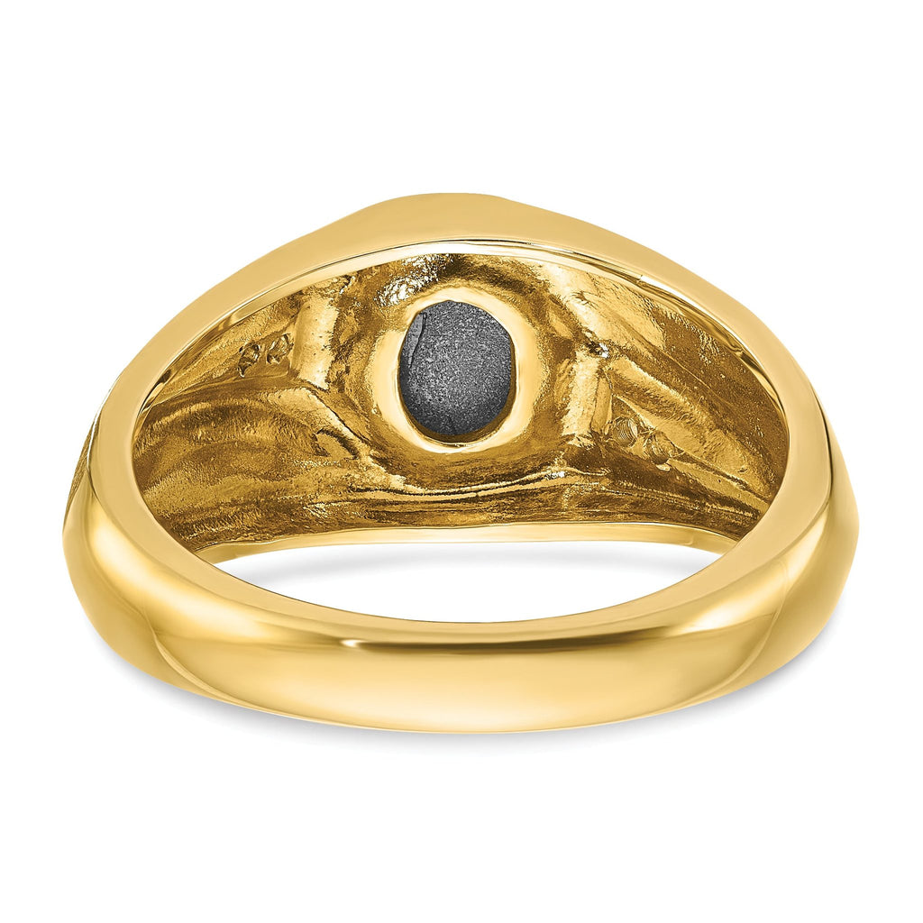 10k Men's Satin Black Star Sapphire and Diamond Complete Ring