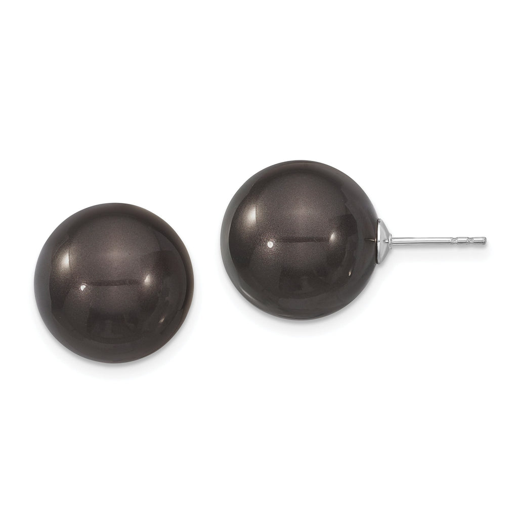 Majestik Rhodium-Plated Sterling Silver Black Shell Pearl Stud Earrings  Timeless Elegance in Gift-Ready Design