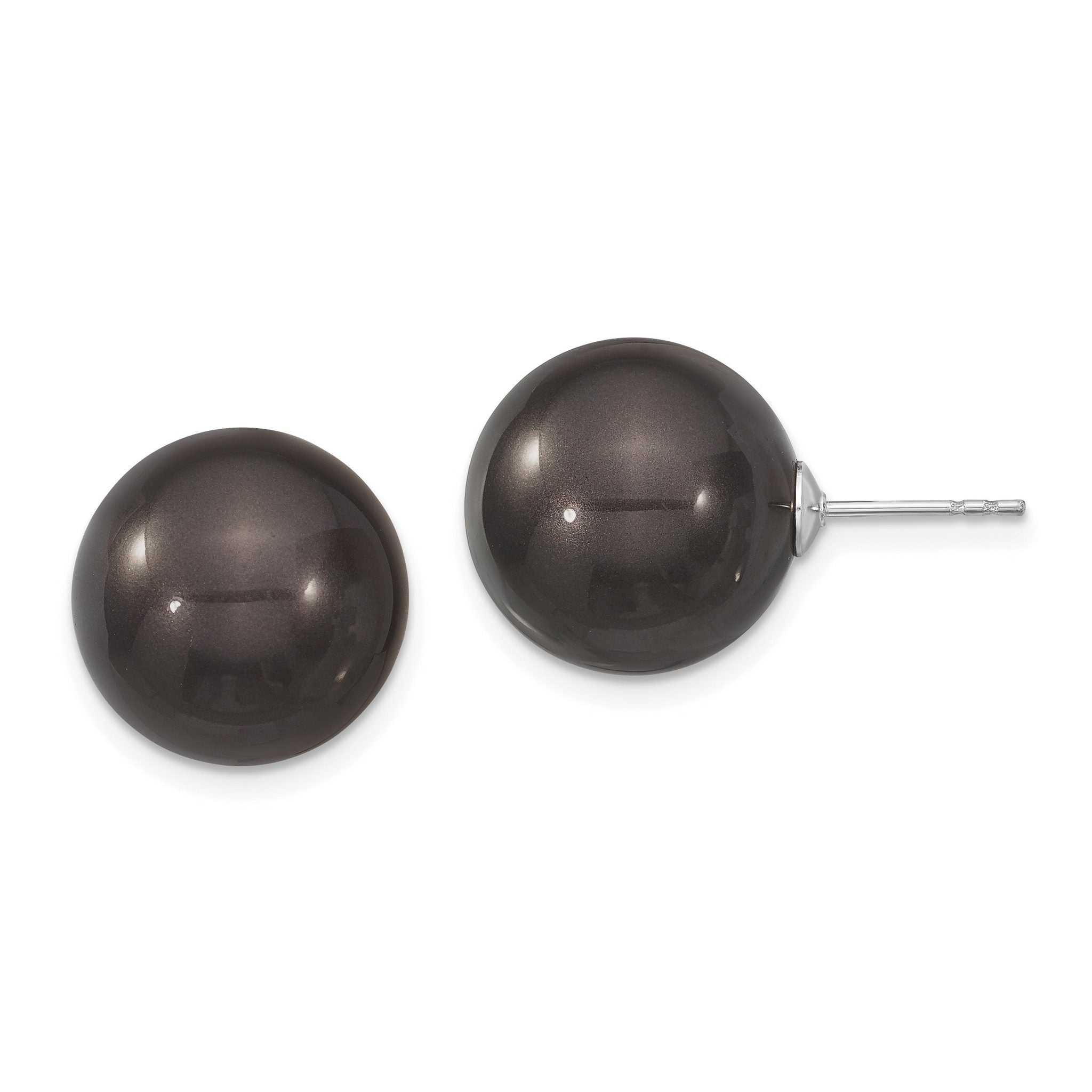 Majestik Rhodium-Plated Sterling Silver Black Shell Pearl Stud Earrings  Timeless Elegance in Gift-Ready Design