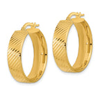 14K 8mm Polished & Textured Hinged Hoop Earrings
