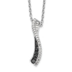 White Night 925 Sterling Silver Diamond Necklace with Black Accents and Extender