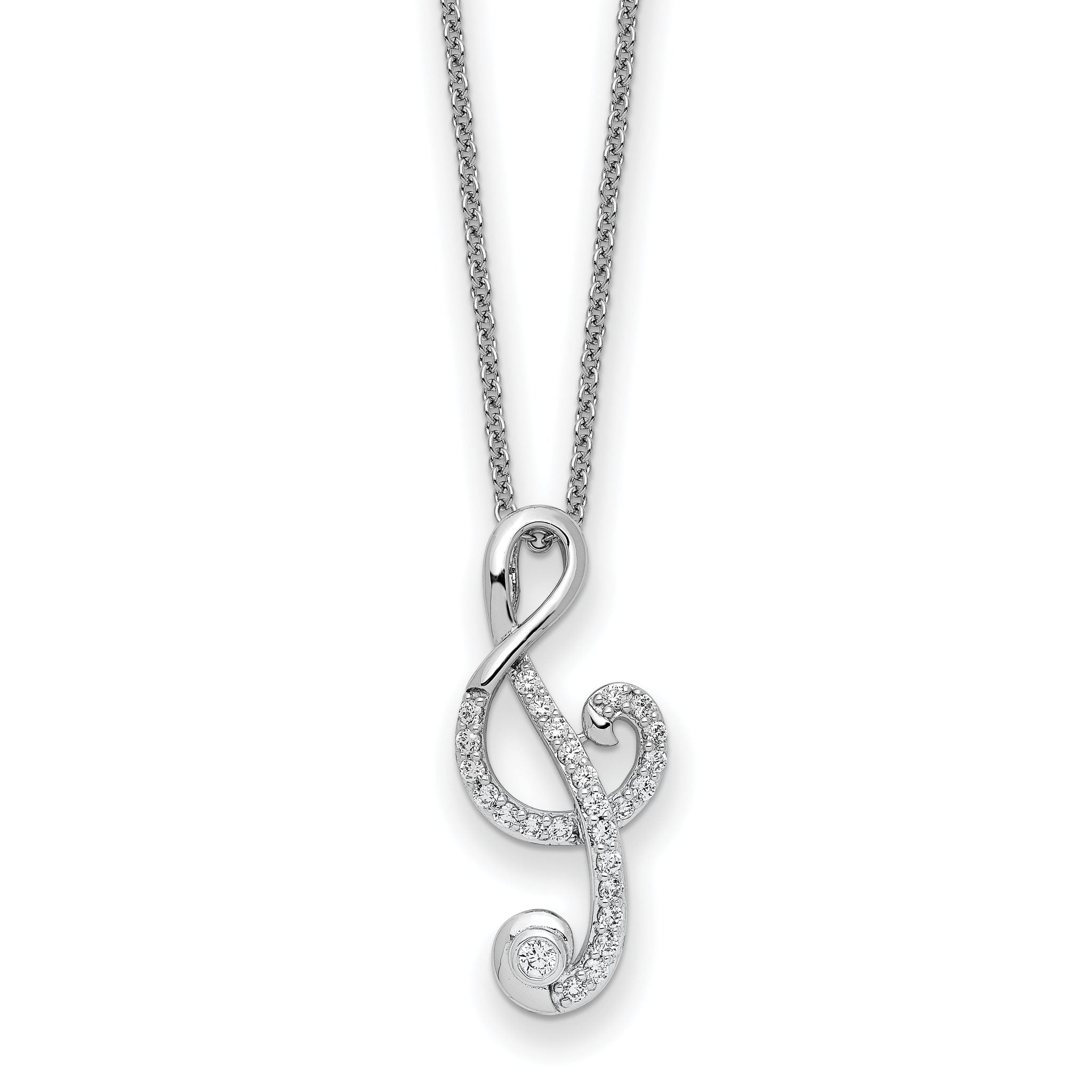 Sentimental Expressions Sterling Silver Rhodium-Rhodium-Plated CZ Music 18in Necklace