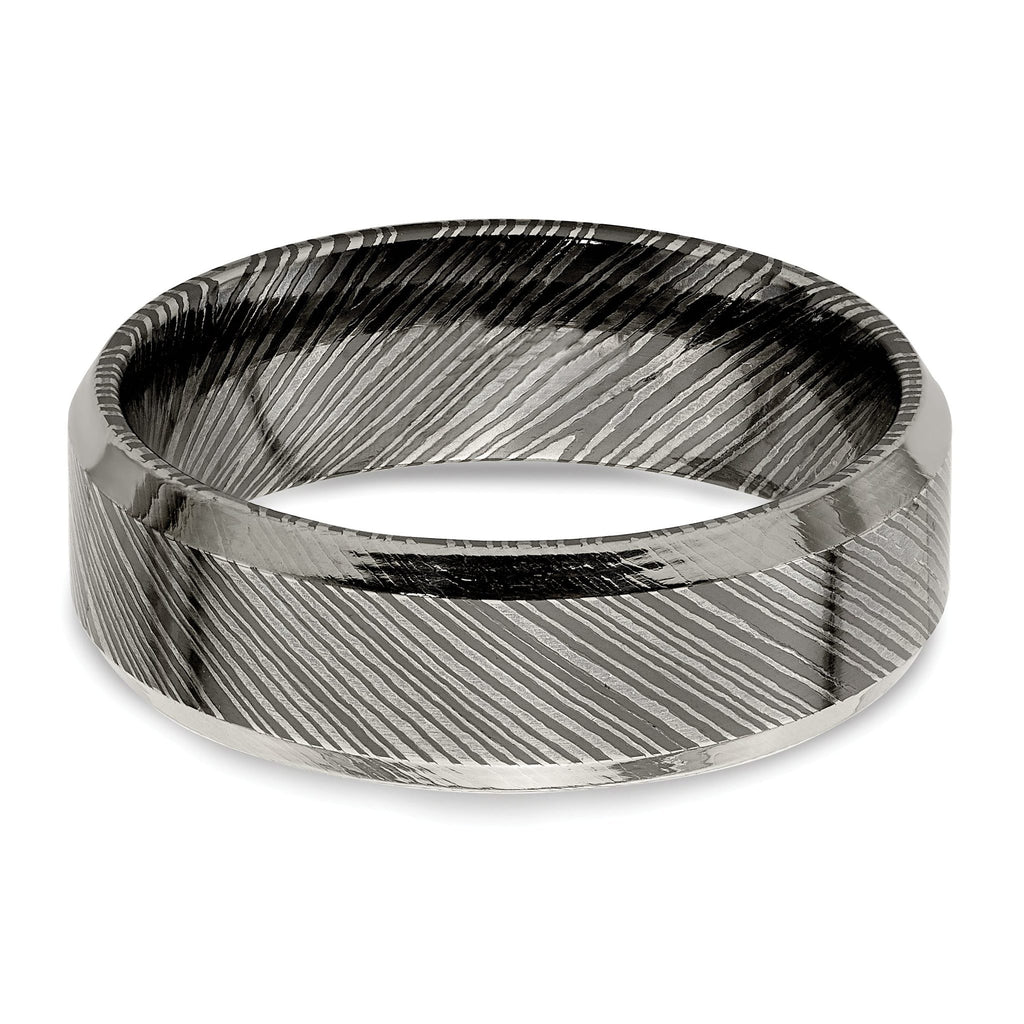 Beveled-Edge Comfort-Fit Wedding Band in Titanium, 7mm