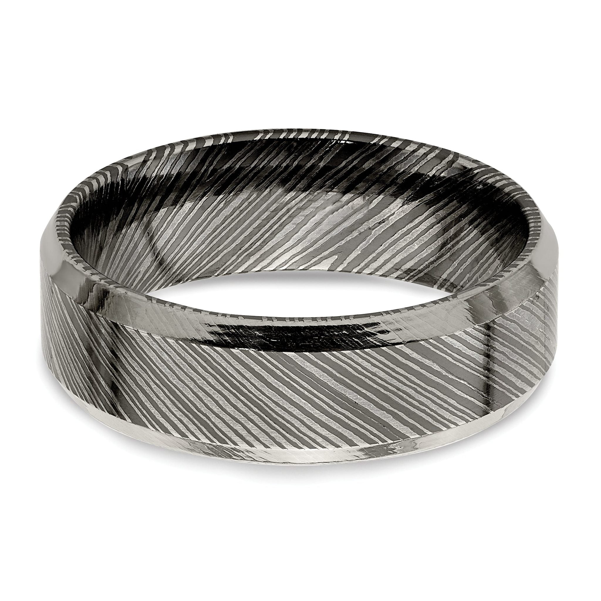 Beveled-Edge Comfort-Fit Wedding Band in Titanium, 7mm